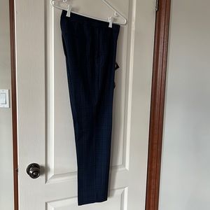 Blue plaid print dress pants